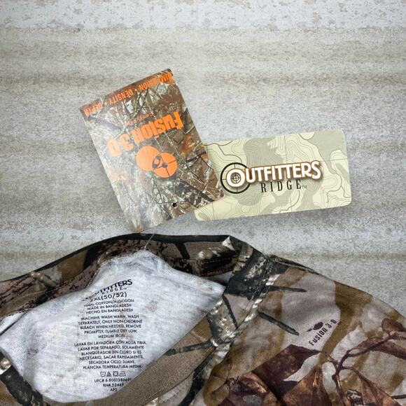 Vintage Fusion 3D Hunting Camo Shirt Cotton Long Sleeve Pocket Woodland NWT 90s - Picture 3 of 3